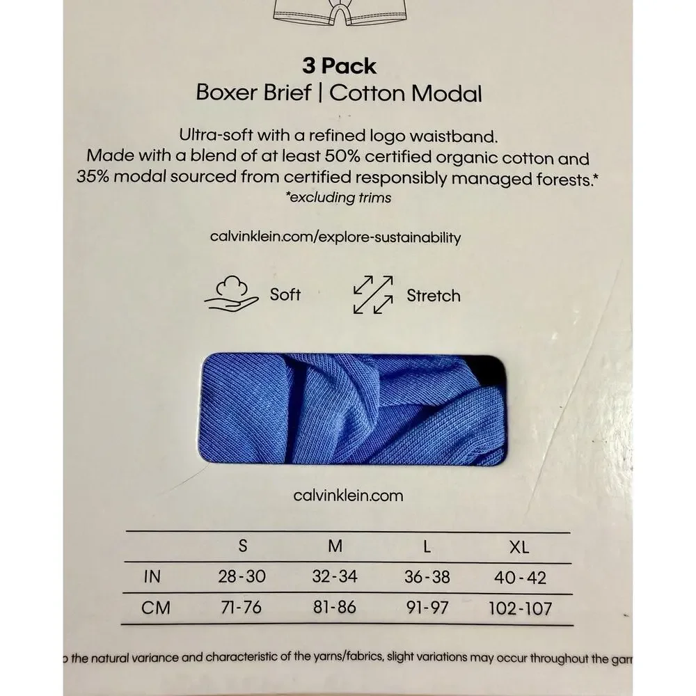 Calvin Klein Pack of 3 Boxer Briefs Size Medium Logo Waistband NEW MSRP $47